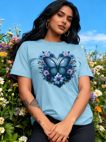 Women'S Floral Rose Butterfly's  Print T-Shirt